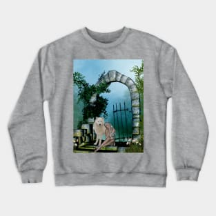 Wonderful fairy with white wolf Crewneck Sweatshirt